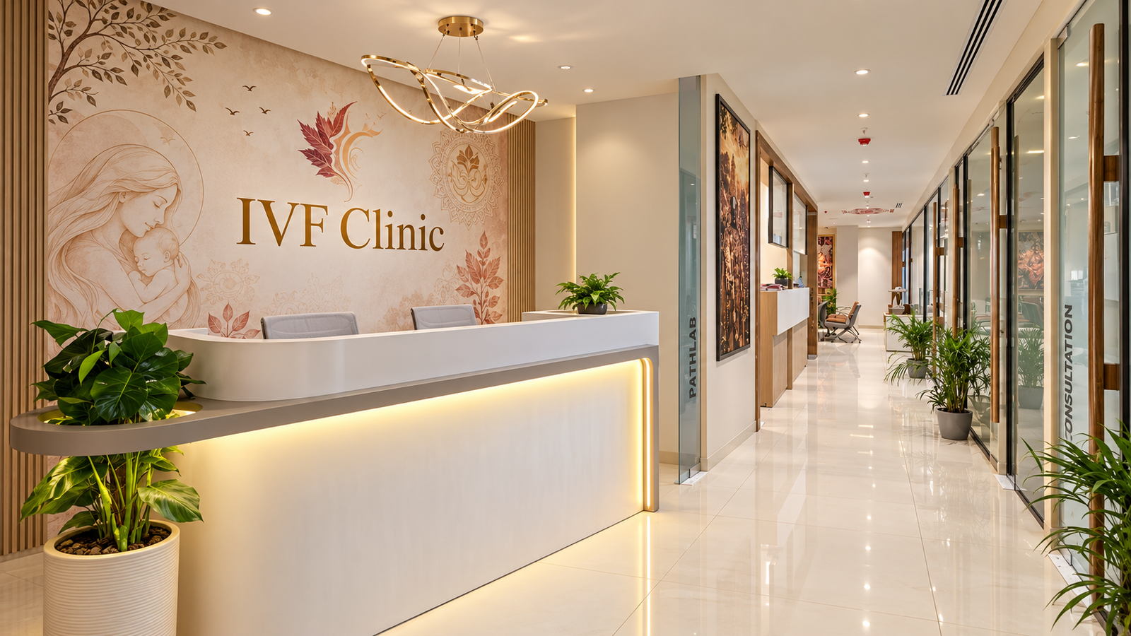 Modern IVF Clinic Reception and Corridor
